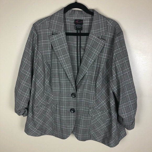 SOLD Torrid Gray Plaid Blazer - Picture 1 of 10